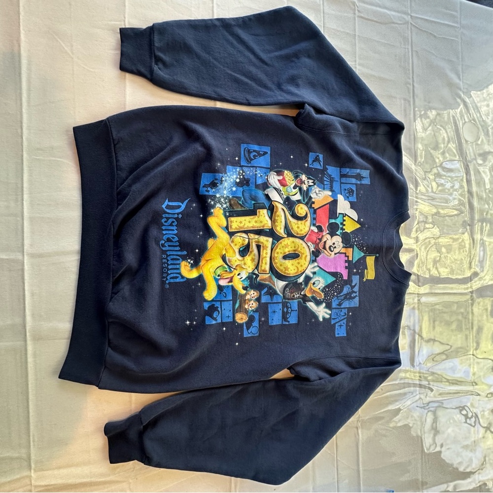 2015 Disneyland resort blue black and Yellow Graphic Men's Crewneck Sweatshirt S